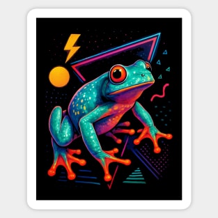Retro Neon Snowflake Whites Tree Frog Sticker
